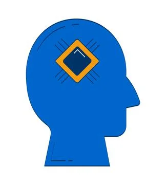 Abstract human head silhouette with microchip cpu 2D doodle object Ilustración de archivo