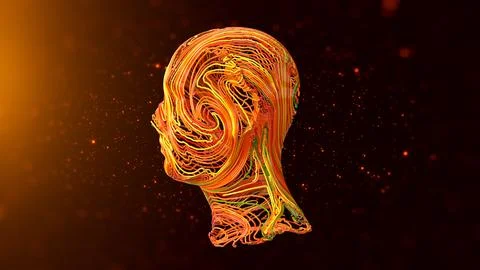 Abstract Human Head with Surface Rope Dynamics Stock Illustration