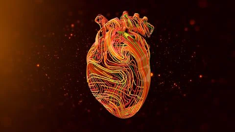 Abstract Human Heart with Surface Rope Dynamics Stock Illustration