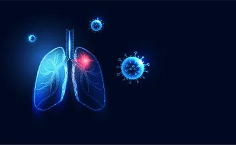 Abstract Human lungs anatomy wireframe dot and lines triangles point with vir 스톡 일러스트