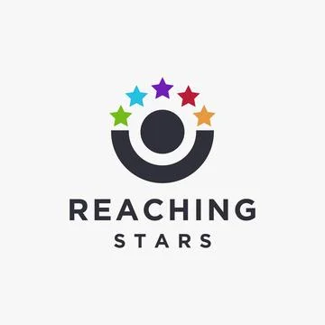 Abstract human Reaching the star logo icon, reaching the future logo Stock Illustration