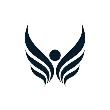 Abstract Human Shape with Wings Icon Vector Logo Template. Angel Illustrati.. Stock Illustration
