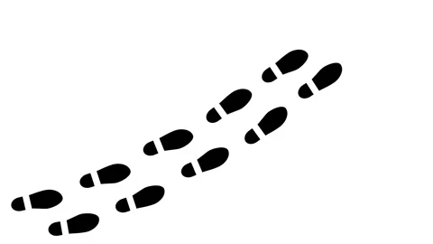 Abstract human shoes footstep walking animation. Black color footprints sho.. 库存影片 340601301