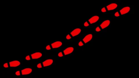 Abstract human shoes footstep walking animation. Red color footprints shoes.. Video stock 341516257