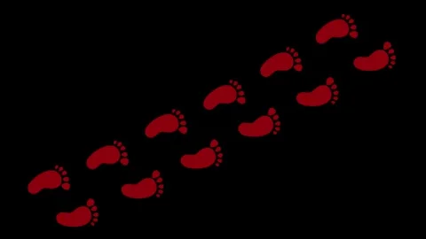 Abstract human shoes footstep walking animation. Red color footprints shoes.. Video stock 341516284