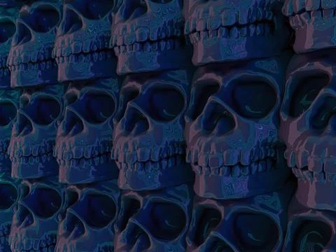 Abstract human skull on a black background. 3D Stock Illustration