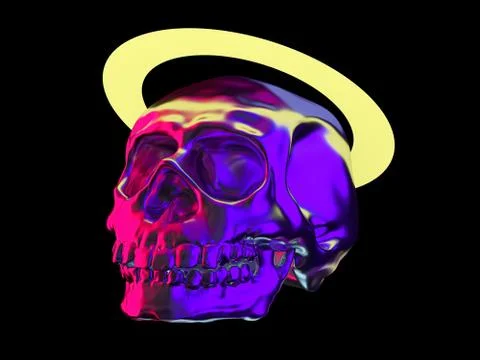 Abstract human skull on a black background. 3D Stock Illustration