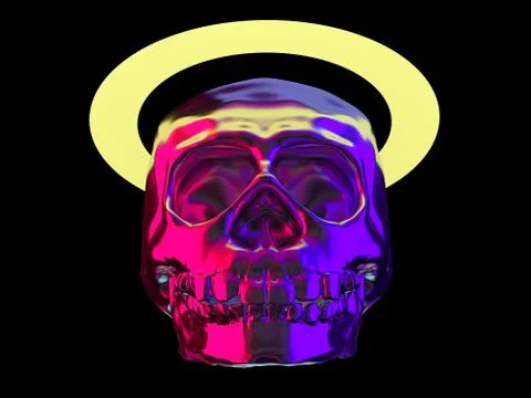 Abstract human skull on a black background. 3D Stock Illustration