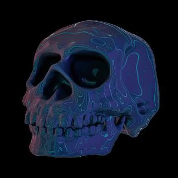 Abstract human skull on a black background. 3D Stock Illustration