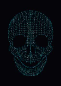 Abstract human skull with dots. Stock Illustration