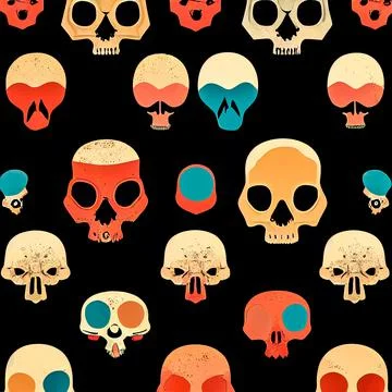 Abstract human skulls pattern. Scary Halloween pattern. Stock Illustration