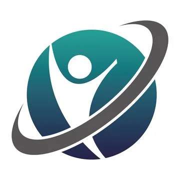 Abstract Human Sphere Orbit Logo Design Template Vector Icon Illustrazione stock