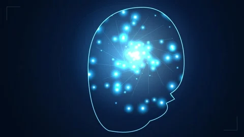 Abstract human thought process concept: brain networking inside silhouette .. Stock Footage 344643321
