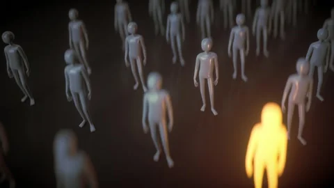 Abstract Humanoid Figures in Dark Background Mysterious and Surreal Unity a.. Stock-Footage 314069086