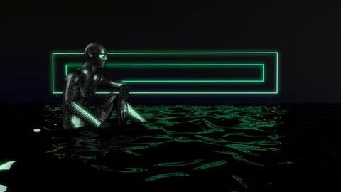 Abstract humanoid form sitting in water. Stock Footage 103437644
