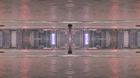 Abstract Hyper lapse Mirror Effect of Hong Kong Cityscape Stock Footage 127503005
