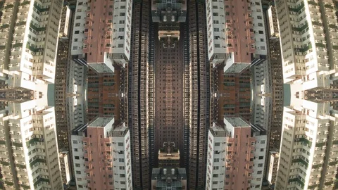 Abstract Hyper lapse Mirror Effect of Hong Kong Cityscape Stock Footage 127504373