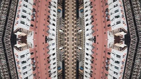 Abstract Hyper lapse Mirror Effect of Hong Kong Cityscape Stock Footage 127504444
