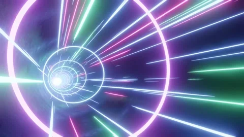 Abstract hyperspace jump. blue red green digital data cable flow. Stars trail 스톡 동영상 218652861
