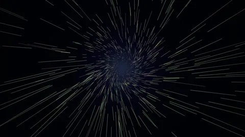 Abstract Hyperspace Warp Speed Effect with Changing Color Particle Trails Stock Footage 340503086