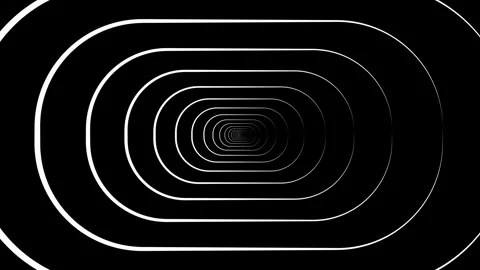 Abstract hypnotic animation background with concentric oval white lines on black Stock-Footage 314916645