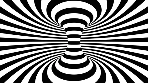 Abstract hypnotic black and white 3d geometrical stripes optical illusion tunnel 스톡 동영상 219674469