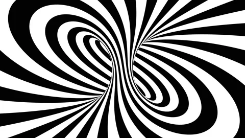Abstract hypnotic black and white 3d geometrical stripes optical illusion tunnel Vidéo 219966127