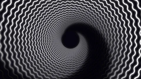 Abstract hypnotic black and white wavy spiral tunnel loop Vídeos de archivo 337086843