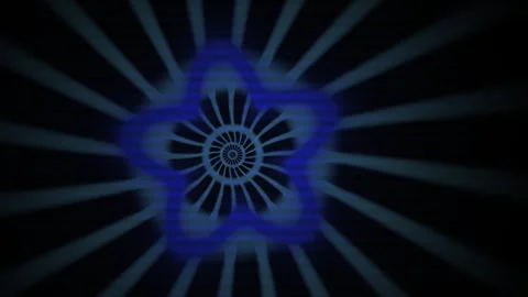 Abstract Hypnotic Blue Star Tunnel Animation with Radial Light Rays. Stock Footage 341795438