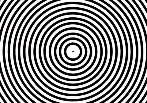 Abstract hypnotic circle screen optical illusion pop art background texture.. Foto stock