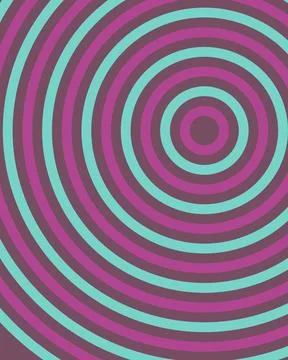 Abstract Hypnotic Concentric Circles Background with Retro Teal Pink and Br.. Illustrazione stock