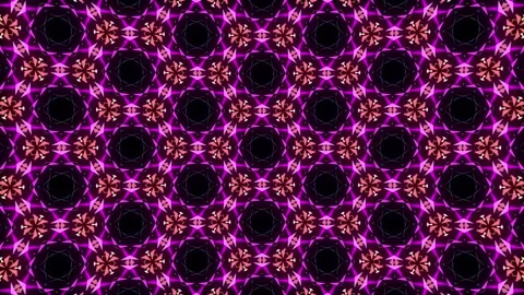 Abstract hypnotic kaleidoscope pattern with shifting shapes, EDM stage graphics Stock Footage 340032313