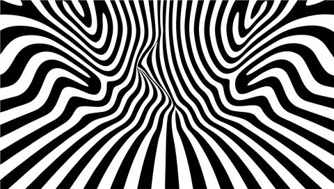 Abstract hypnotic pattern with black-white striped lines. Psychedelic backg.. イラスト素材