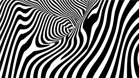 Abstract hypnotic pattern with black-white striped lines. Psychedelic backg.. イラスト素材
