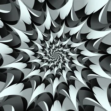 Abstract hypnotic pattern of multicolored gradient black, white, grey mandala Stock Illustration