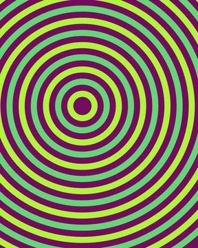 Abstract Hypnotic Psychedelic Concentric Circles Background with Vibrant Ne.. 스톡 일러스트