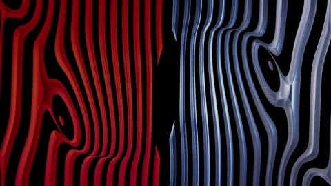 Abstract hypnotic red and blue wavy lines animation Stock Footage 340895442
