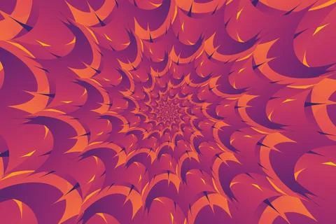 Abstract hypnotic sun pattern with sharp gradient orange, purple, pink rays Stock Illustration