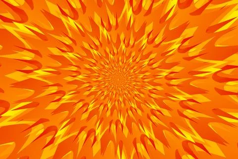 Abstract hypnotic sun pattern with sharp gradient orange, red, yellow rays Stock Illustration