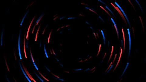 Abstract Hypnotic Swirl of Red and Blue Light Trails on Black Background. 库存影片 339923212