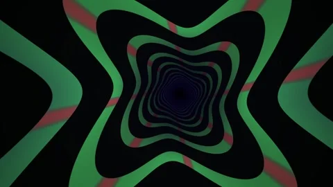 Abstract Hypnotic Tunnel Animation with Pulsing Neon Geometric Shapes. Stock Footage 341795552