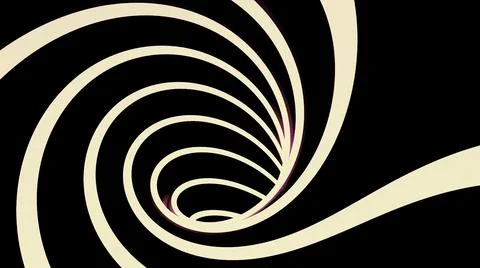 Abstract hypnotic tunnel created by white spiral on a black background, seamless Stock Illustration