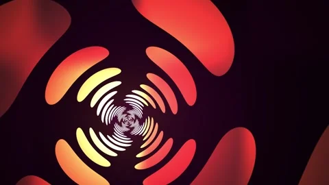 Abstract Hypnotic Tunnel with Pulsing Red and Yellow Geometric Shapes. Stock Footage 341795895