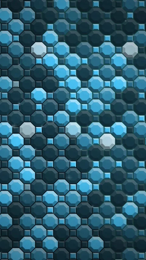 Abstract Ice Blue Beveled Octagons Twinkling Pattern Loop Stock Footage 345206737