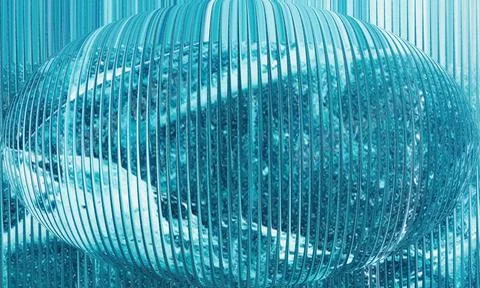 Abstract Ice Blue Spherical Distortion with Ribbed Crystal Texture and Vert.. 스톡 일러스트