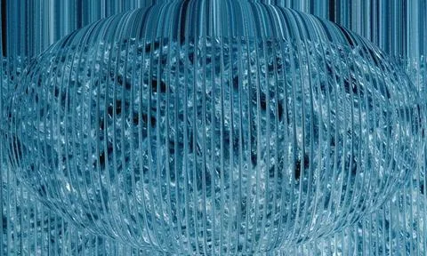 Abstract Ice Blue Spherical Distortion with Ribbed Glass Texture and Shard .. Stock Illustration
