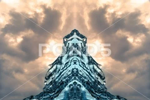 Abstract ice formation mirrored at Jokulsarlon Beach Southeast Iceland Stock Photos