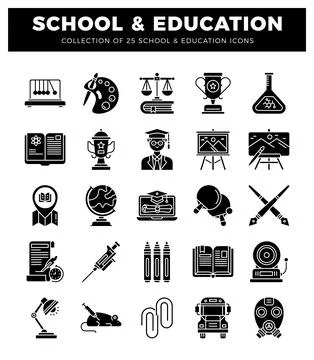 Abstract icon collection for school and education Stock Illustration