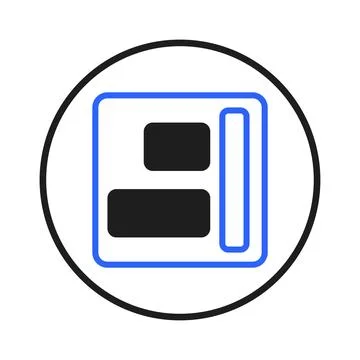 Abstract icon displaying a layout design metaphor inside a circle a minimal.. Stock Illustration