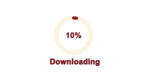 Abstract icon of the downloading process with red screen and running percents on Stock-Footage 97950509